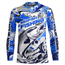 Load image into Gallery viewer, Redfish Fishing Custom Performance Long Sleeve Uv Shirts, Saltwater Camo Fishing Shirt | Blue IPHW6138