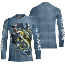 Load image into Gallery viewer, Custom Walleye Long Sleeve Tournament Fishing Shirts, Walleye Fishing All Over Printed Shirt IPHW6148