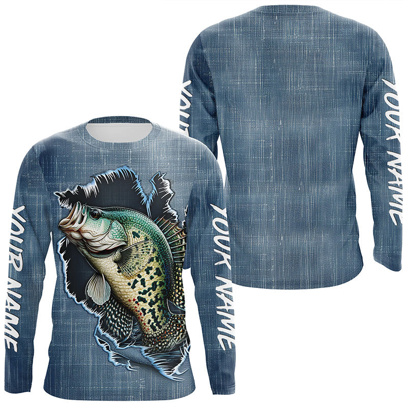 Custom Crappie Long Sleeve Tournament Fishing Shirts, Crappie Fishing All Over Printed Shirt IPHW6149