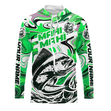 Load image into Gallery viewer, Custom Mahi Mahi Long Sleeve Uv Protection Fishing Shirts, Mahimahi Performance Shirts | Green Camo IPHW6150