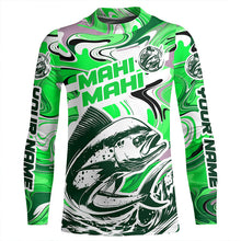 Load image into Gallery viewer, Custom Mahi Mahi Long Sleeve Uv Protection Fishing Shirts, Mahimahi Performance Shirts | Green Camo IPHW6150