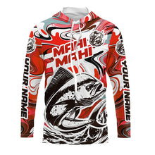 Load image into Gallery viewer, Custom Mahi Mahi Long Sleeve Uv Protection Fishing Shirts, Mahimahi Performance Shirts | Red Camo IPHW6153