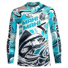 Load image into Gallery viewer, Custom Mahi Mahi Long Sleeve Uv Protection Fishing Shirts, Mahimahi Performance Shirts | Teal Blue IPHW6154