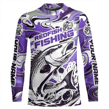 Load image into Gallery viewer, Redfish Fishing Custom Performance Long Sleeve Uv Shirts, Saltwater Camo Fishing Shirt | Purple IPHW6158