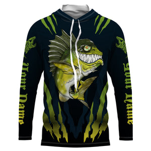 Angry Bass Fishing Custom Long sleeve performance Fishing Shirts, Bass fish reaper fishing jerseys IPHW3333