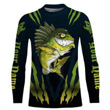 Load image into Gallery viewer, Angry Bass Fishing Custom Long sleeve performance Fishing Shirts, Bass fish reaper fishing jerseys IPHW3333