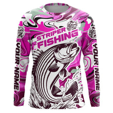 Load image into Gallery viewer, Custom Striped Bass Long Sleeve Fishing Shirts, Multi-Color Striper Fishing Jerseys IPHW5923