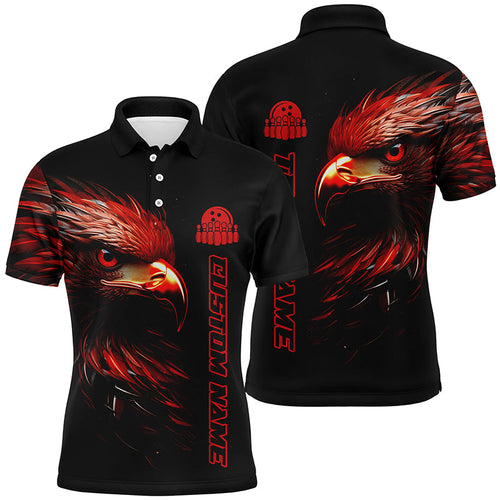 Red Eagle Custom Bowling Polo Shirts For Men Bowling League Bowling Team Jerseys Bowler Outfits IPHW5312