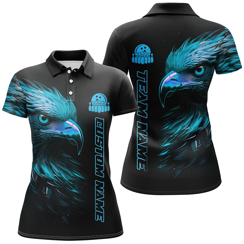 Blue Eagle Custom Bowling Polo Shirts For Women Bowling League Bowling Team Jerseys Outfits IPHW5313