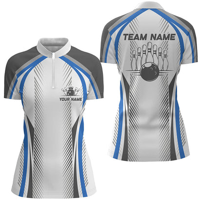 Personalized Blue Bowling Shirts Bowling Team Jersey Bowling League Outfits For Women IPHW5476