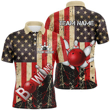 Load image into Gallery viewer, Retro American flag Mens Bowling polo shirts Custom bowling Team Jerseys, gifts for bowlers NQS7339