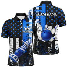 Load image into Gallery viewer, Retro American flag Mens Bowling polo shirts Custom bowling Team Jerseys, gifts for bowlers | Blue NQS7340