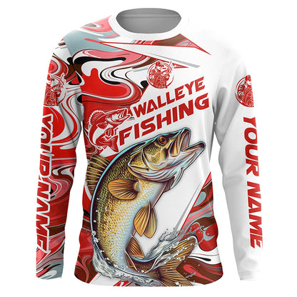 Custom Walleye Fishing Jerseys, Multi-Color Walleye Long Sleeve Tournament Fishing Shirts IPHW5925