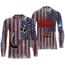 Load image into Gallery viewer, US Fishing 3D Fish Hook American Flag Sun / UV protection quick dry customize name long sleeves shirts UPF 30+ personalized Patriotic fishing apparel gift for Fishing lovers - IPH1975