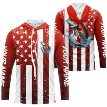 Load image into Gallery viewer, Custom Redfish Long Sleeve Tournament Fishing Shirts, Grunge American Flag Patriotic Fishing Shirts IPHW5604