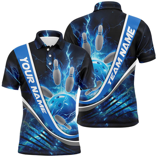 Custom Blue Thunder Lightning Bowling Polo Shirts For Men And Women Bowling Jerseys Team Shirts IPHW5322