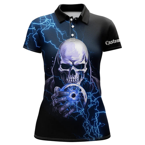 Blue Thunder Skull Custom Ladies Bowling Shirts Team Bowling Jerseys Bowlers IPHW5512