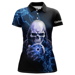 Blue Thunder Skull Custom Ladies Bowling Shirts Team Bowling Jerseys Bowlers IPHW5512