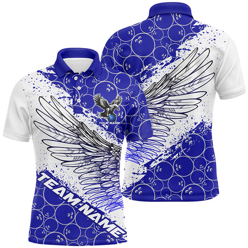 Custom Bowling Shirts For Men And Women, Team Name Bowling Jerseys Eagle Wings | Blue IPHW5817