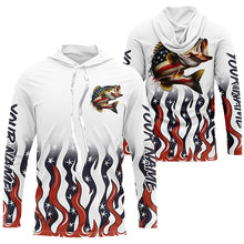 Load image into Gallery viewer, Personalized American Flag Bass Long Sleeve Fishing Shirts, Patriotic Bass Fishing Gifts IPHW5945