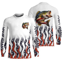 Load image into Gallery viewer, Personalized American Flag Bass Long Sleeve Fishing Shirts, Patriotic Bass Fishing Gifts IPHW5945