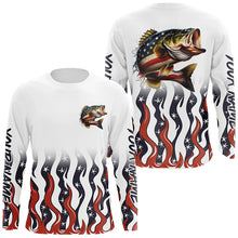 Load image into Gallery viewer, Personalized American Flag Bass Long Sleeve Fishing Shirts, Patriotic Bass Fishing Gifts IPHW5945