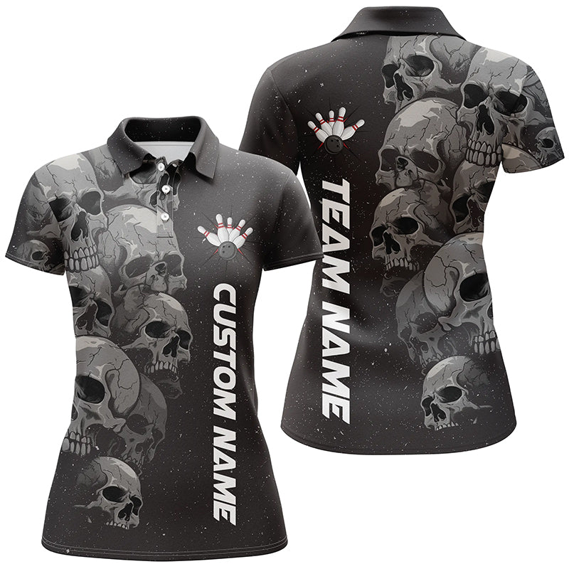 Custom Skull Bowling Shirt For Women Bowling League Shirts Bowling Jerseys For Halloween IPHW5348