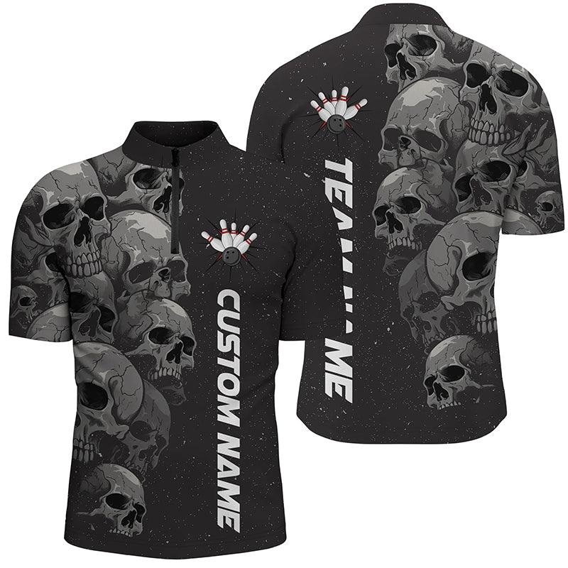 Custom Skull Bowling Shirt For Men Custom Bowling League Shirts Bowling Jerseys For Halloween IPHW5348