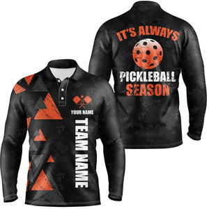 It'S Always Pickleball Season Custom Pickleball Polo Shirts For Men, Pickleball Team Uniforms | Orange IPHW5526