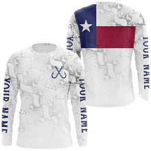 Load image into Gallery viewer, Personalized Camo Texas Flag Long Sleeve Tournament Fishing Shirts, Texas Fishing Jerseys IPHW5074