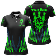 Load image into Gallery viewer, Custom Bowling Shirts For Women, Skull Bowling Team Shirts Bowling Pin | Green IPHW5838