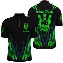 Load image into Gallery viewer, Custom Bowling Shirts For Men And Women, Skull Bowling Team Shirts Bowling Pin | Green IPHW5838