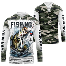 Load image into Gallery viewer, Bass Fishing Camo Custom Long Sleeve Fishing Shirts, Personalized Bass Fishing Jerseys IPHW5998