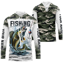 Load image into Gallery viewer, Walleye Fishing Camo Custom Long Sleeve Fishing Shirts, Personalized Walleye Fishing Jerseys IPHW5999