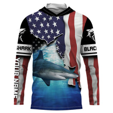 Load image into Gallery viewer, US Blacktip Shark Fishing apparel Sun / UV protection quick dry customize name long sleeves shirt UPF 30+ personalized patriotic fishing gift for adults and kids - IPH1737