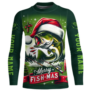 Merry Fishmas Largemouth Bass Custom Christmas Fishing Shirts, Personalized Xmas Fishing Gifts IPHW5550