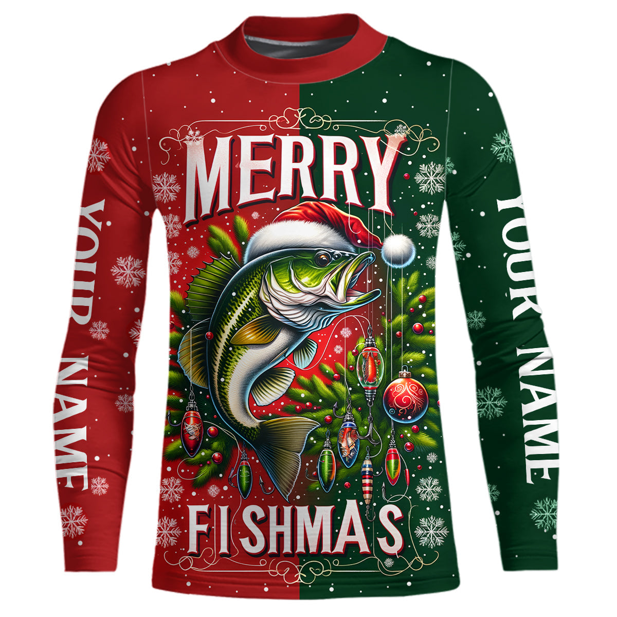 Merry Fishmas Bass Custom  Christmas Fishing Shirts Fisherman'S Fishing Gifts IPHW5552