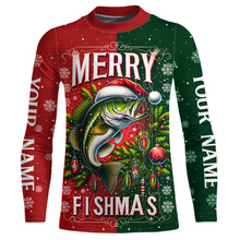 Load image into Gallery viewer, Merry Fishmas Bass Custom  Christmas Fishing Shirts Fisherman&#39;S Fishing Gifts IPHW5552