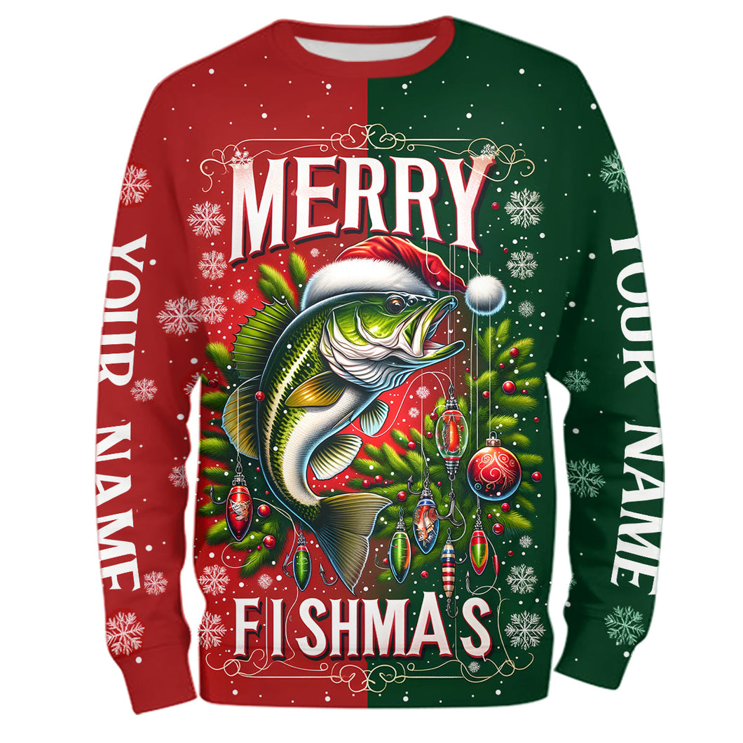 Merry Fishmas Bass Custom  Christmas Fishing Shirts Fisherman'S Fishing Gifts IPHW5552