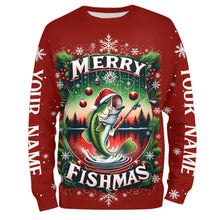 Load image into Gallery viewer, Merry Fishmas Custom Christmas Bass  Full Printing Fishing Shirts Fishing Gifts For Adult And Kid IPHW5553