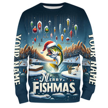 Load image into Gallery viewer, Personalized Largemouth Bass Funny Christmas Fishing Shirts Merry Fishmas Fishing Gifts IPHW5554