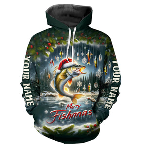 Custom Walleye Christmas Fishing Shirts Full Printing Shirts Fishing Gifts For Men, Women And Kids IPHW5557