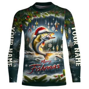 Custom Walleye Christmas Fishing Shirts Full Printing Shirts Fishing Gifts For Men, Women And Kids IPHW5557