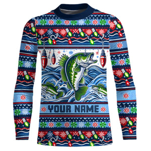 Bass Fishing Ugly Sweater Pattern Christmas Custom Fishing Shirts Personalized Fishing Gifts IPHW5561