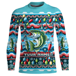 Personalized Bass Fishing Ugly Sweater Pattern Christmas Fishing Shirts Fisherman'S Gifts IPHW5565
