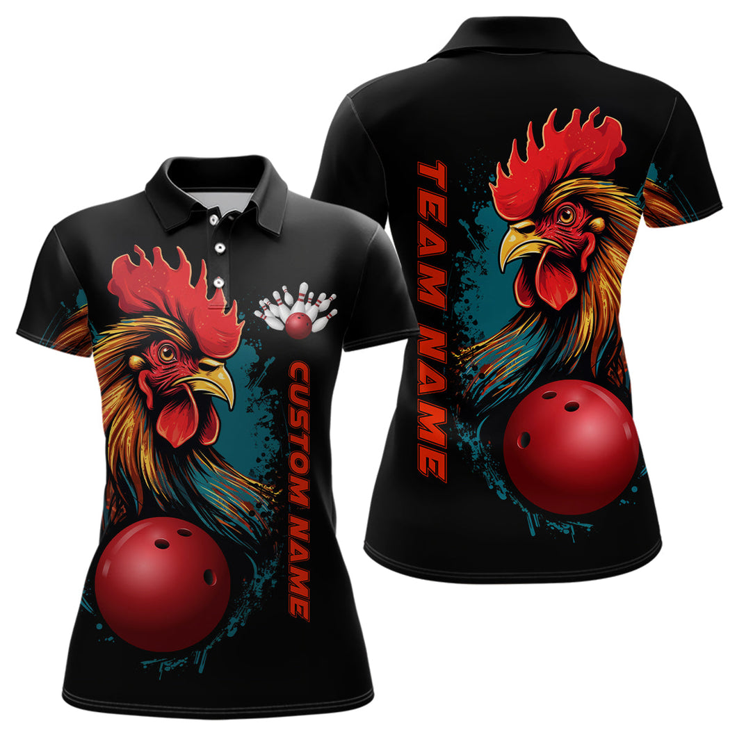 Custom Chicken Bowling Shirts For Women Bowling Polo Shirts Team Bowling League Jersey IPHW5290