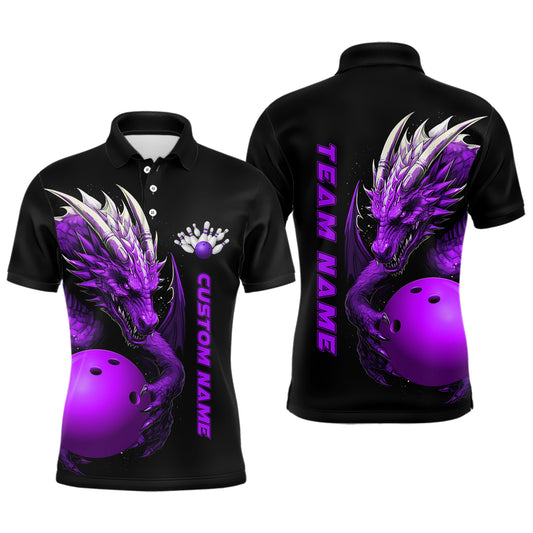 Custom Purple Dragon Men Bowling Polo Shirts Team Bowling Jerseys Bowling Apparel For Bowler IPHW5296