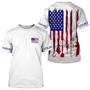 Personalized American Flag Uv Protection Fishing Shirt Fishing Jersey For Fisherman IPHW5044