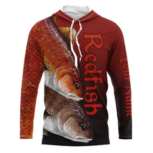 Load image into Gallery viewer, Redfish Puppy Drum Custom Long Sleeve Performance Fishing Shirts, Redfish Fishing Jerseys  IPHW5605