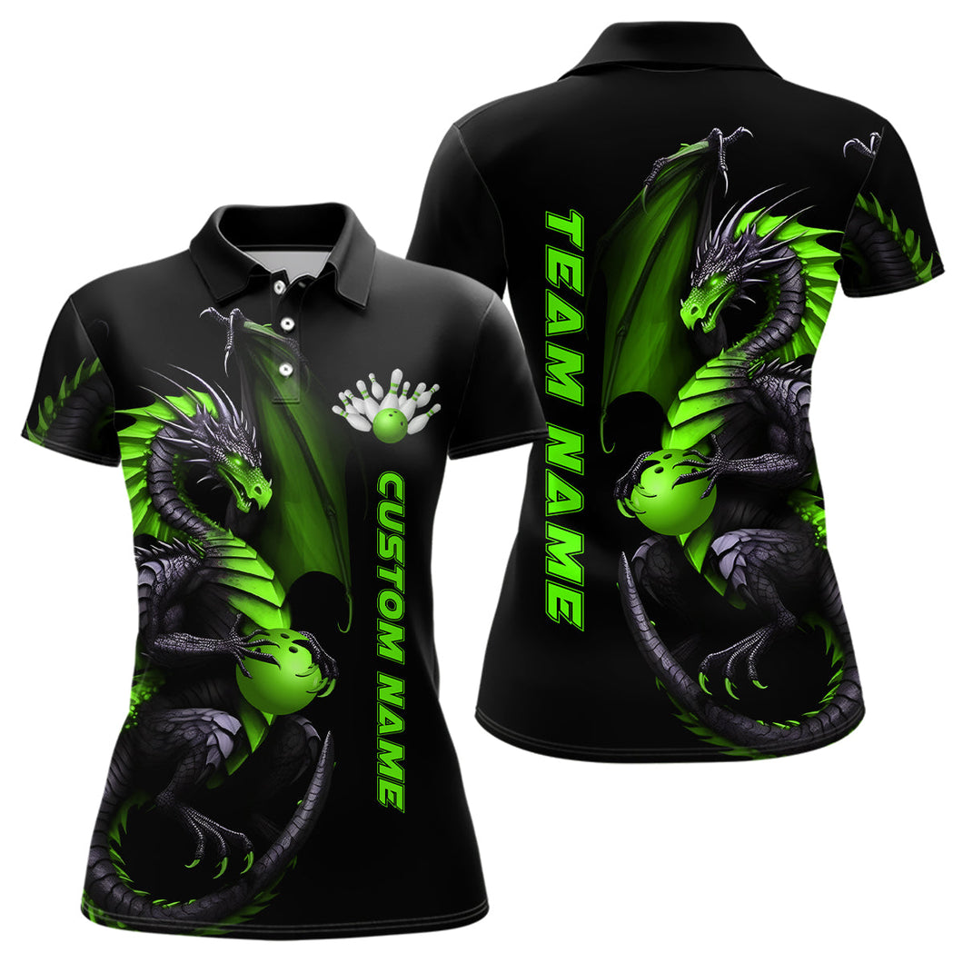 Custom Green Dragon Bowling Polo Shirts Women Team Bowling Jerseys Bowler Outfit Apparel IPHW5333